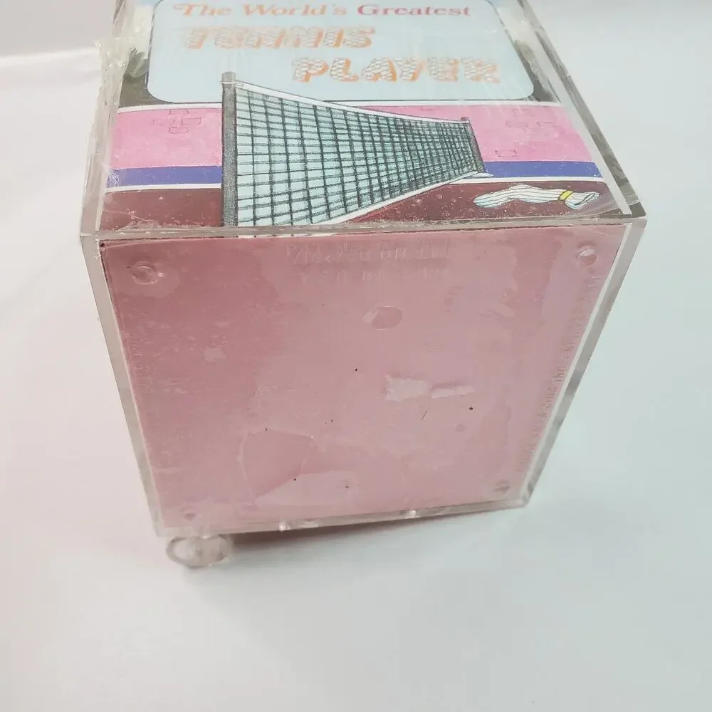 Vtg MEMO CUBE Clear w/Pen Holder - 600 Notes Size: 3.5